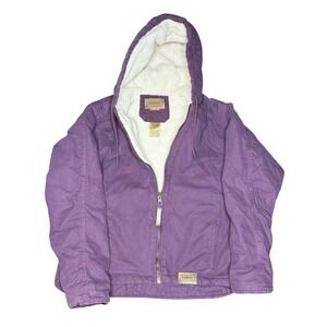 C.E. Schmidt Workwear For Her Sherpa Lined Canvas Coat Barn Coat Purple Medium